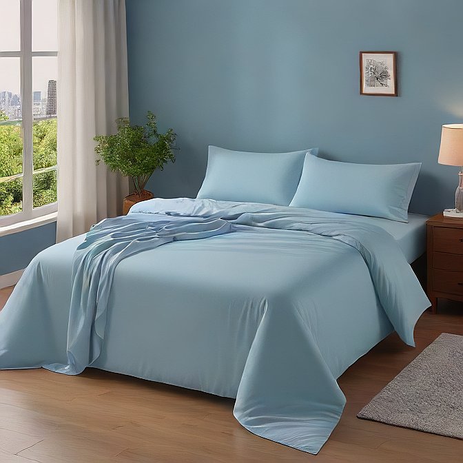 Light Sky Blue Sheet Set 1800 Count Egyptian Cotton at AlivePixels.com