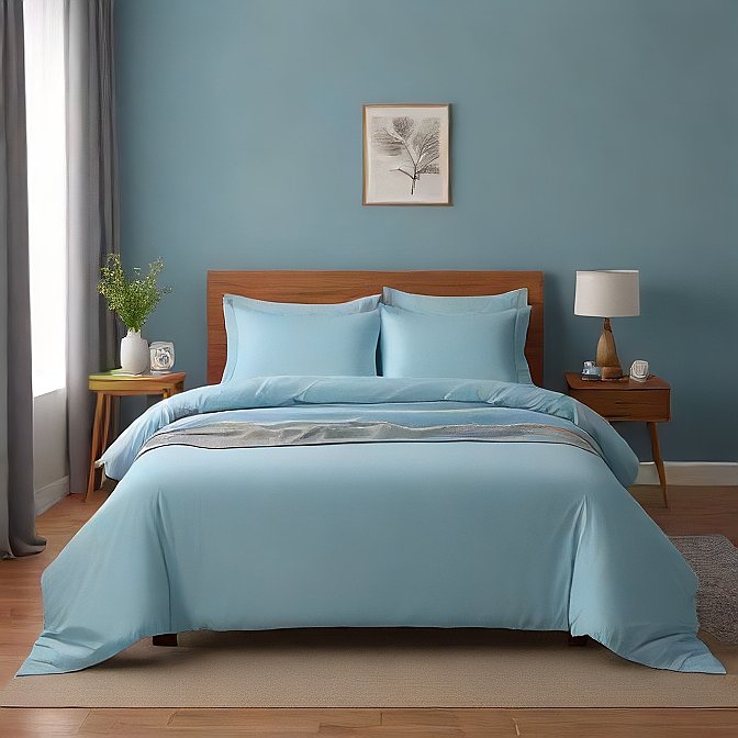 Light Blue Sheet Set 4-Pieces 1000TC Egyptian Cotton at AlivePixels.com