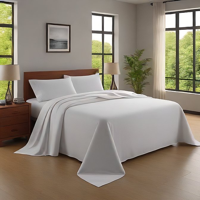 White Sheet Set 4-Pieces 100 Percent Pure Egyptian Cotton 1800 Count at AlivePixels.com