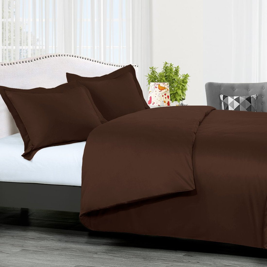8 Inch Pocket Fitted Sheet Chocolate Egyptian Cotton 1000TC