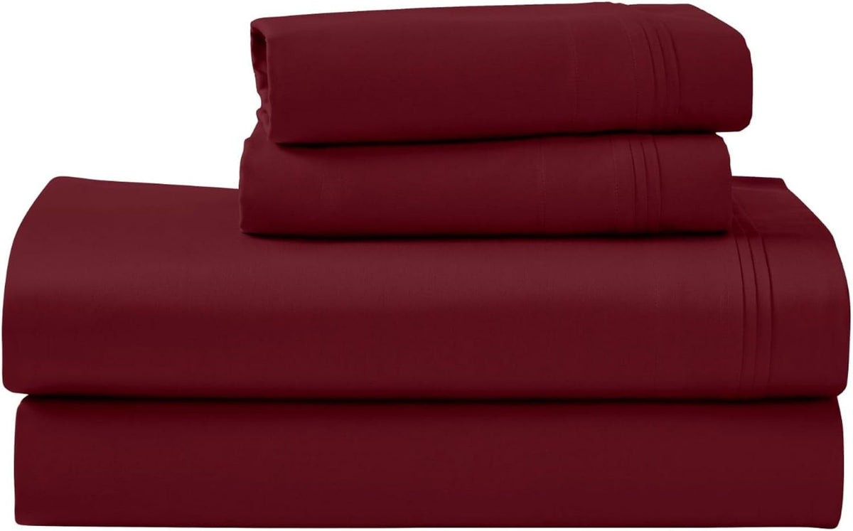 Fitted Sheet Burgundy 1-Piece 1000TC 100% Cotton Deep Pocket