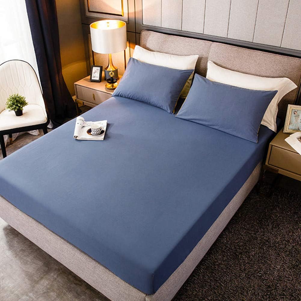 Fitted Sheet Med Blue 1-Piece 1000TC 100% Cotton Deep Pocket