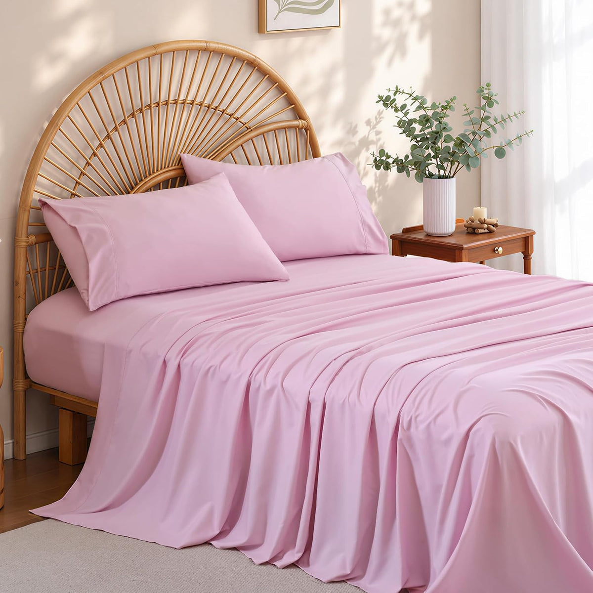 Fitted Sheet Pink 1-Piece 1000TC 100% Cotton Deep Pocket