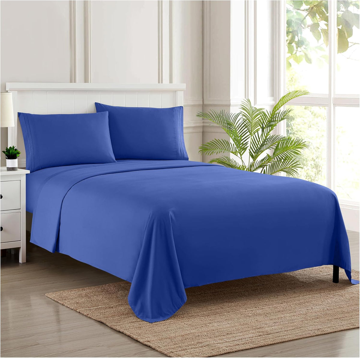 Fitted Sheet Royal Blue 1-Piece 1000TC 100% Cotton Deep Pocket