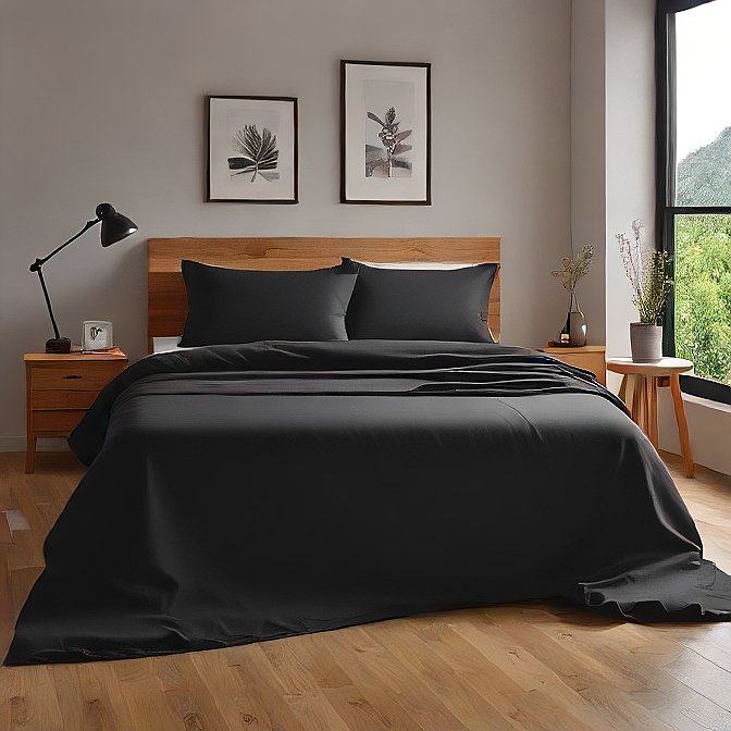 Black Sheet Set Egyptian Cotton 1000 Thread Count at AlivePixels.com