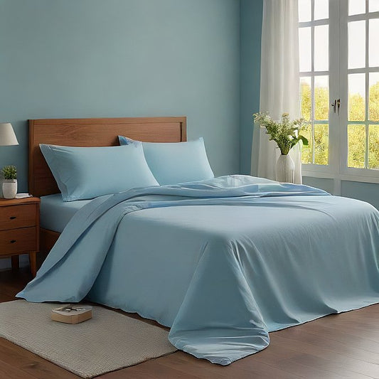 Light Sky Blue Sheet Set 4-Pieces 1000TC Egyptian Cotton at AlivePixels.com