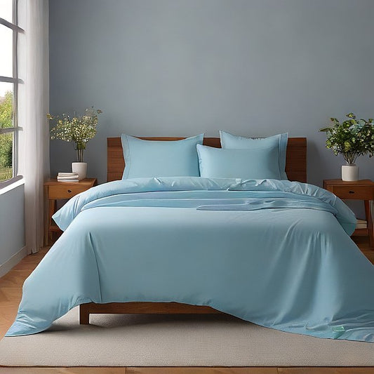 Sky Blue Sheet Set 4-Pieces 1000TC Egyptian Cotton at AlivePixels.com