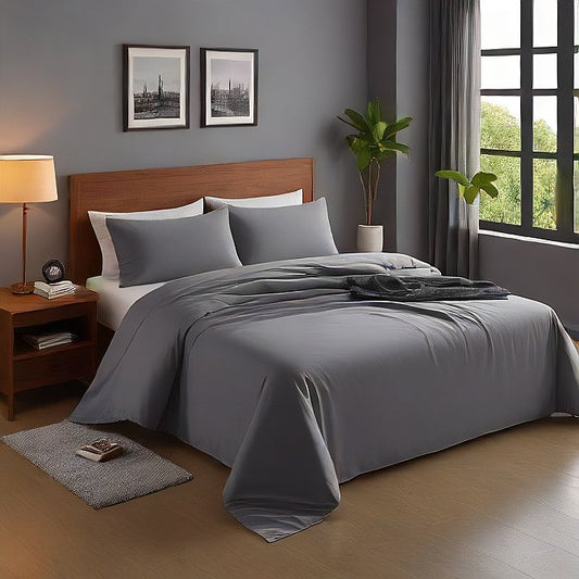 Dark Gray Sheet Set 100 Percent Pure Egyptian Cotton 1000TC at AlivePixels.com