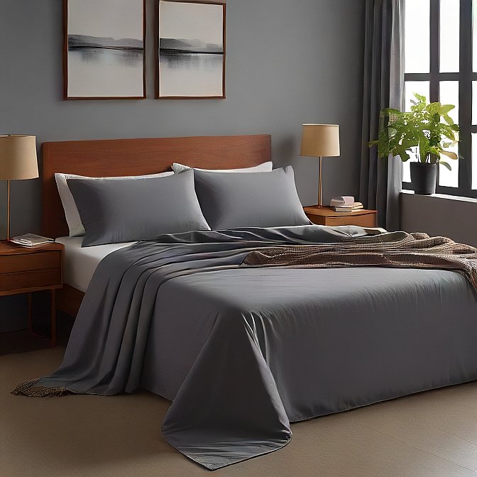 Gray Sheet Set 100 Percent Pure Egyptian Cotton 1000TC at AlivePixels.com