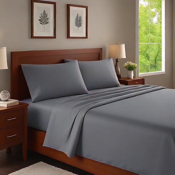 Dark Gray Sheet Set 100 Percent Pure Cotton 1000TC at AlivePixels.com