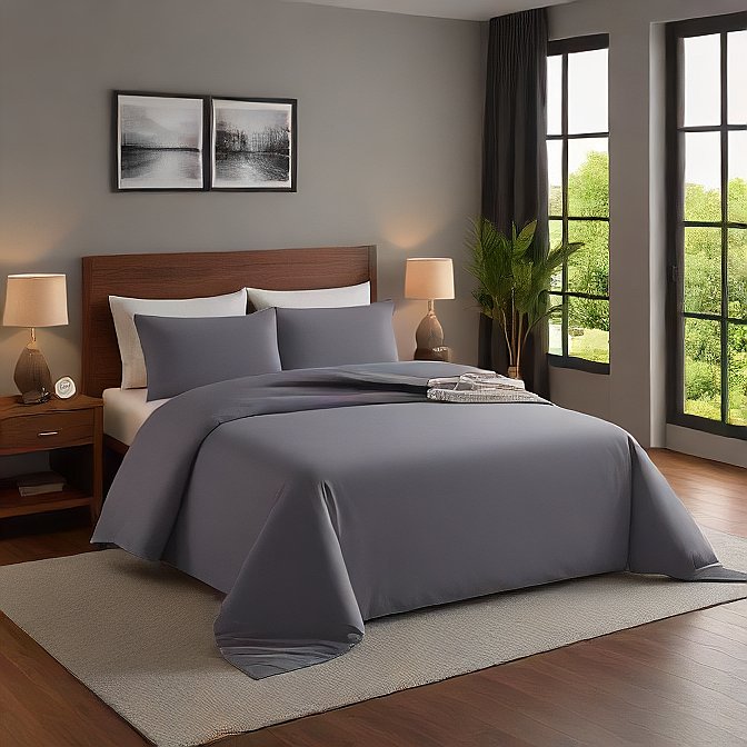 Dark Gray Sheet Set 100 Percent Egyptian Cotton 1000TC at AlivePixels.com
