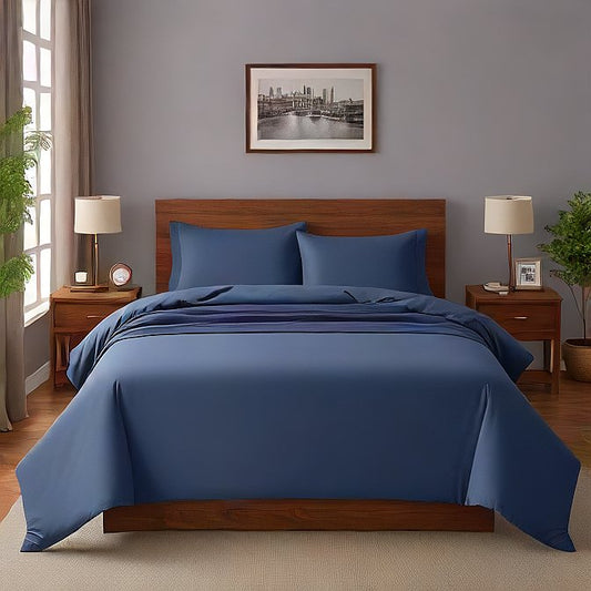 Navy Blue Sheet Set Egyptian Cotton 1000 Thread Count at AlivePixels.com