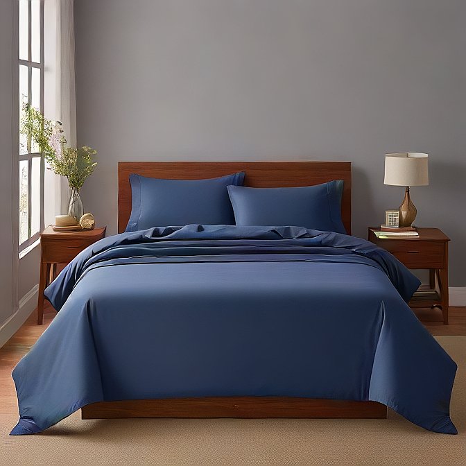 Navy Sheet Set 4-Pieces Egyptian Cotton 1000 Thread Count at AlivePixels.com