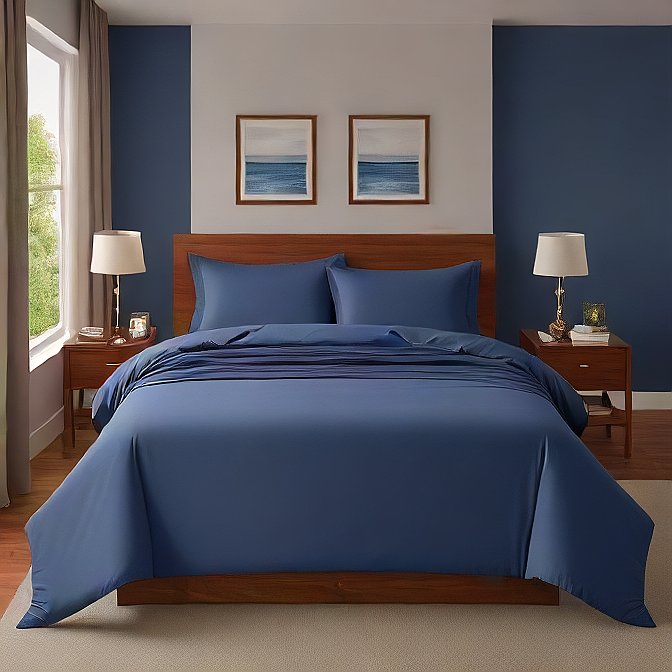 Navy Sheet Set 4-Pieces Pure Egyptian Cotton 1000 Thread Count at AlivePixels.com