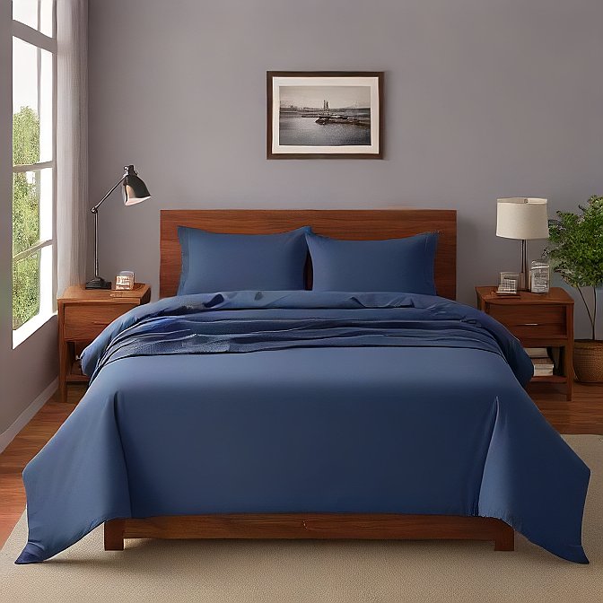 Navy Sheet Set 4-Pieces 100 Percent Cotton 1000 Thread Count at AlivePixels.com