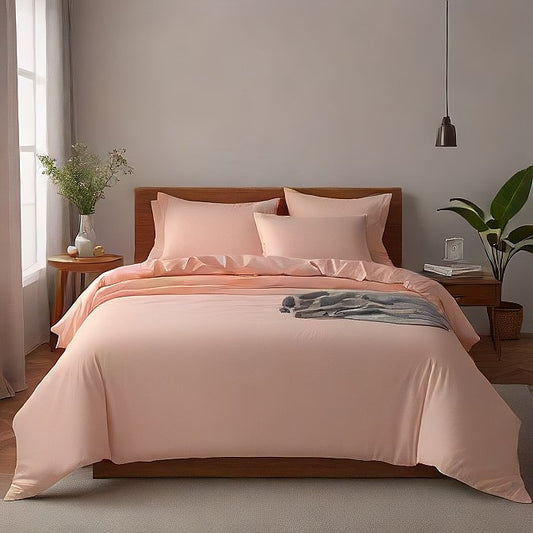Peach Color Solid Sheet Set 4-Pieces 1000TC Egyptian Cotton at AlivePixels.com