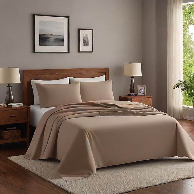 Taupe Sheet Set 4-Pieces Egyptian Cotton 1000TC at AlivePixels.com
