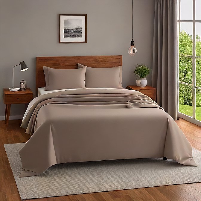 Taupe Sheet Set 4-Pieces Pure Egyptian Cotton 1000 Thread Count at AlivePixels.com