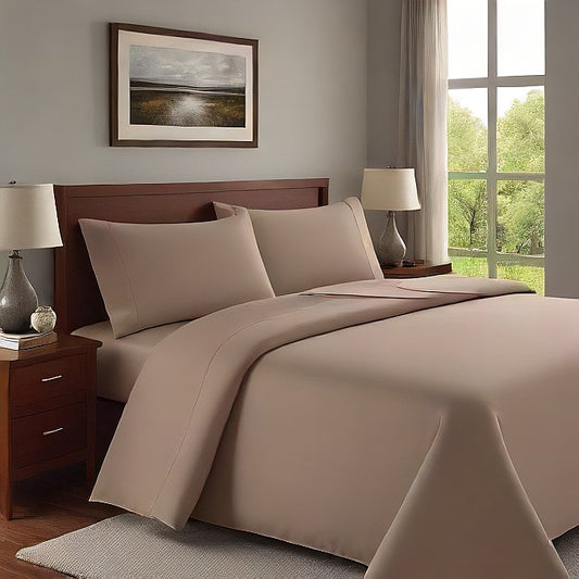 Beige Sheet Set Pure Egyptian Cotton at AlivePixels.com