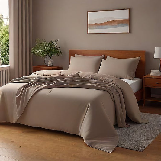Beige Sheet Set Egyptian Cotton at AlivePixels.com