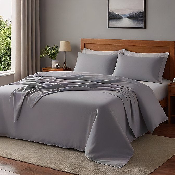 Light Silver Grey Sheet Set 100 Percent Pure Cotton 1000TC at AlivePixels.com