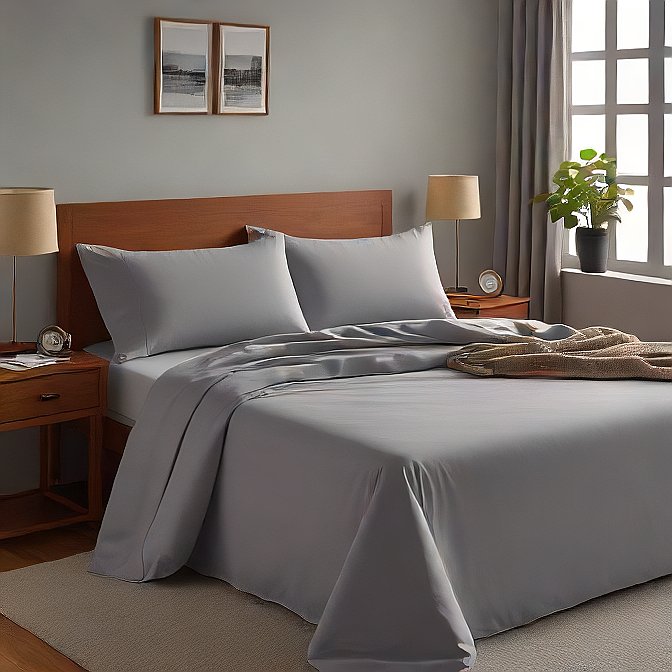 Silver Grey Sheet Set 100 Percent Pure Egyptian Cotton 1000TC at AlivePixels.com