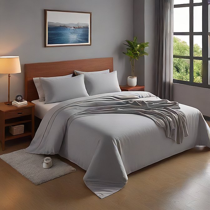 Light Silver Grey Sheet Set 100 Percent Pure Egyptian Cotton 1000TC at AlivePixels.com