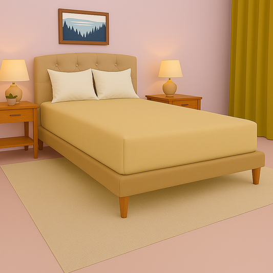 Fitted Sheet Sand 1-Piece 1000TC 100% Cotton Deep Pocket