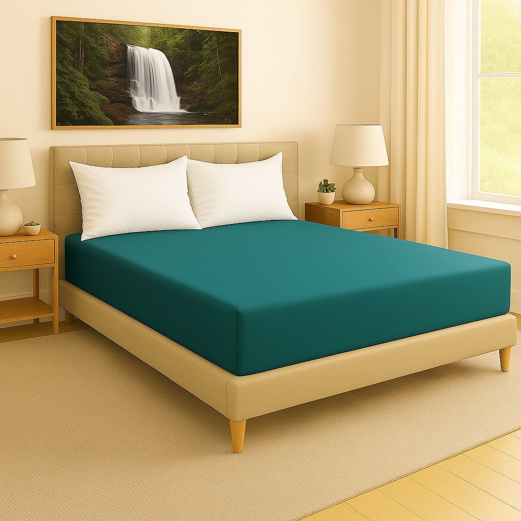 Fitted Sheet Teal 1-Piece 1000TC 100% Cotton Deep Pocket