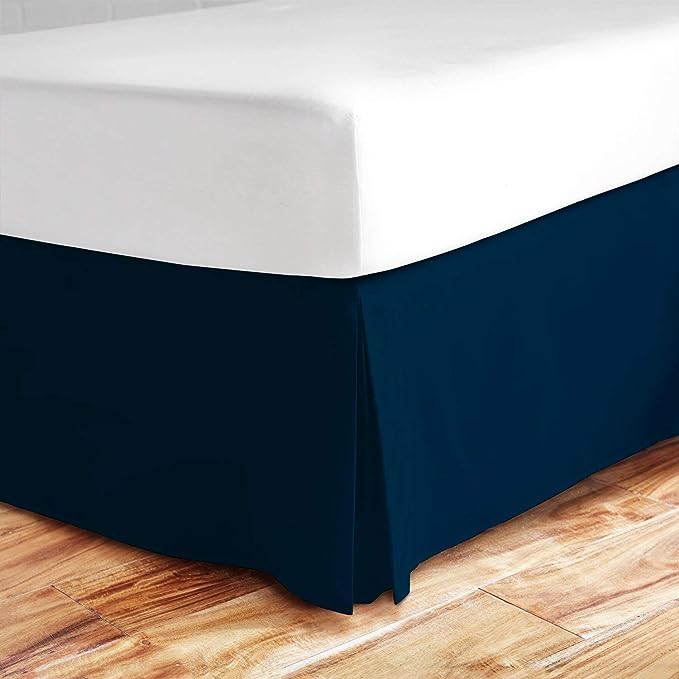 12 Inch Drop Navy Bed Skirt Split Corner 1000TC