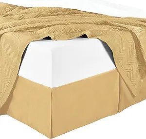 21 Inch Drop gold Bed Skirt Split Corner 1000TC