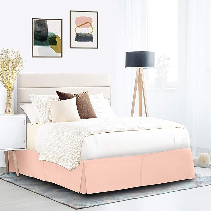 24 Inch Drop peach Bed Skirt Split Corner 1000TC