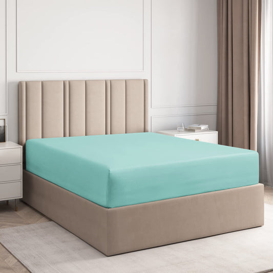 Super Deep 36 Inch Extra Deep Pocket Fitted Sheet Aqua Blue Egyptian Cotton