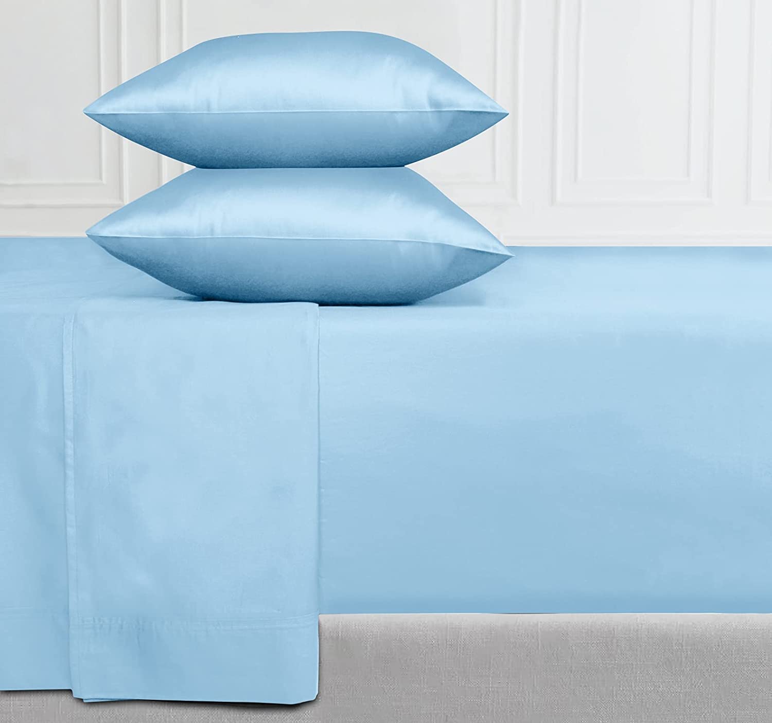 36 Inch Deep Pocket Blue Fitted Sheets Pure Egyptian Cotton
