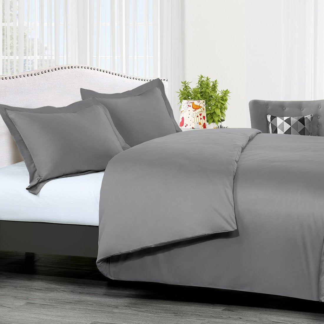 10 Inch Pocket Fitted Sheet Dark Grey Egyptian Cotton 1000TC