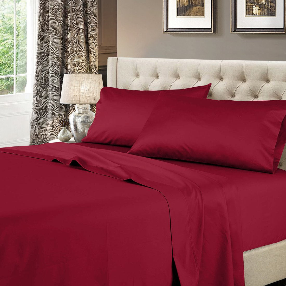 30 Inch Pocket Fitted Sheet Burgundy Egyptian Cotton 1000TC