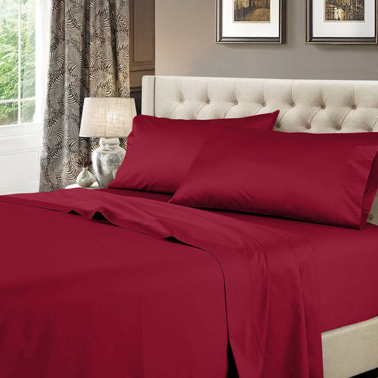 10 Inch Pocket Fitted Sheet Burgundy Egyptian Cotton 1000TC